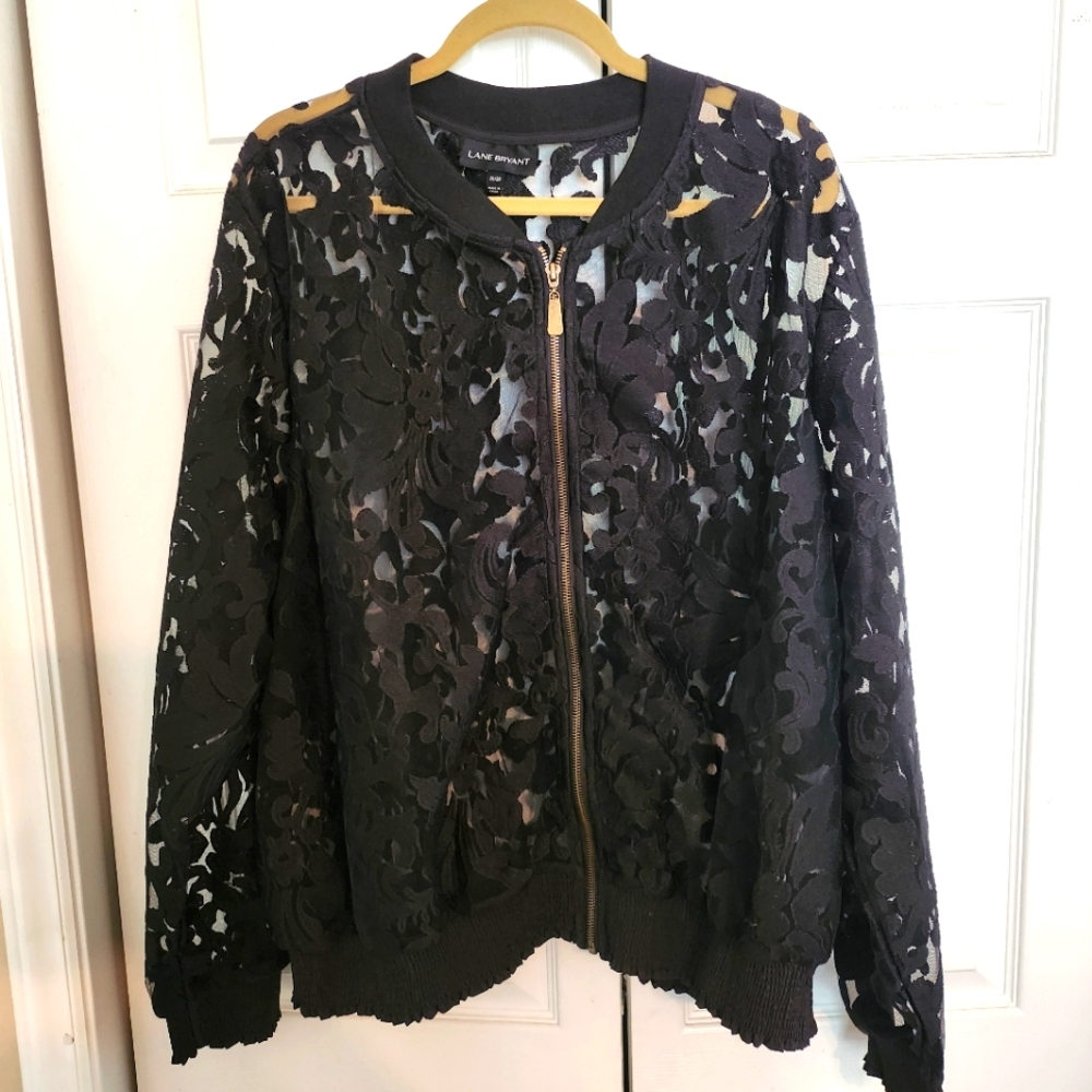 Lane Bryant Lace Bomber Jacket Sz 26/28